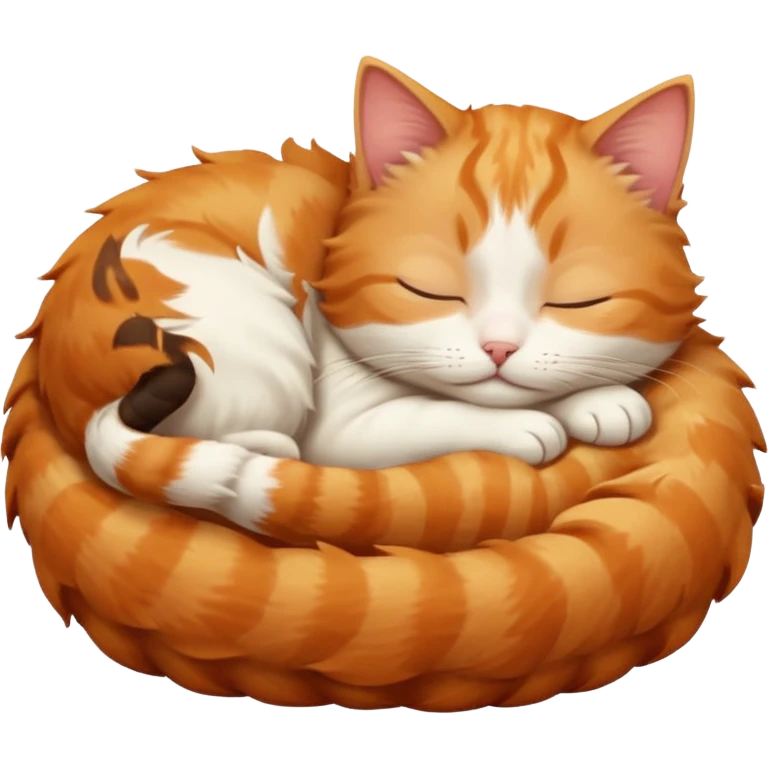 ginger and white small cat sleeping in funny position emoji