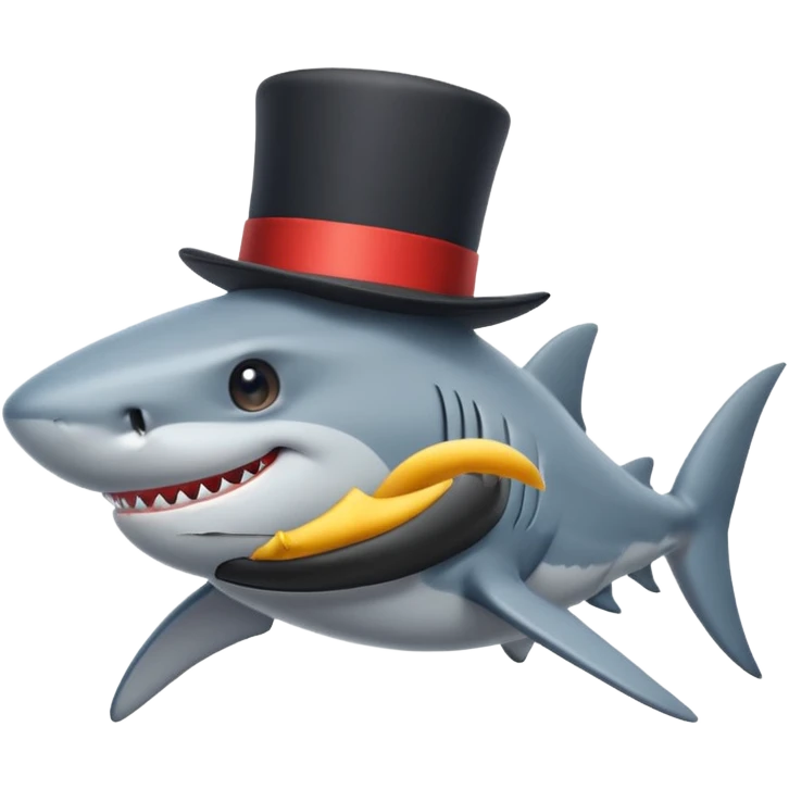 Shark with a top hat emoji
