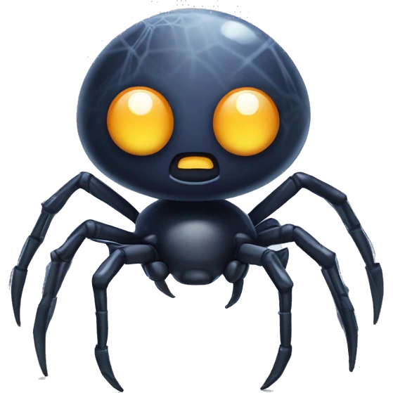 A friendly and cute spider mascot for Data Crawl, a web scraping and AI startup. The spider should have a cheerful face and a non-threatening appearance. It should have a sleek, futuristic design with some elements representing technology and data. emoji