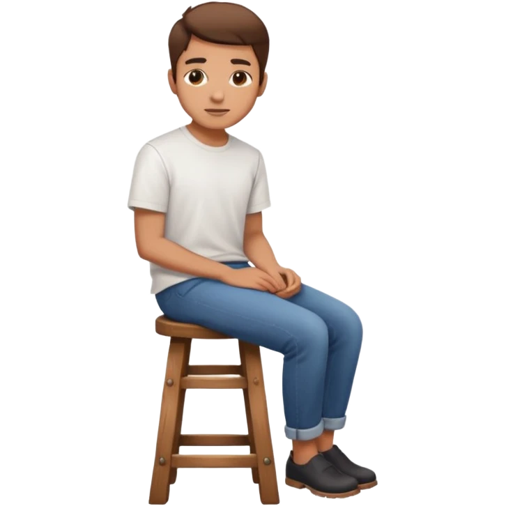 a person sitting on stool with full face backward turn

 emoji