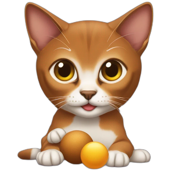 Abyssinian cat play with a small fur ball emoji