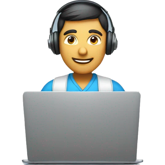 an indian online maths tutor teaching through the laptop wearing a headset emoji