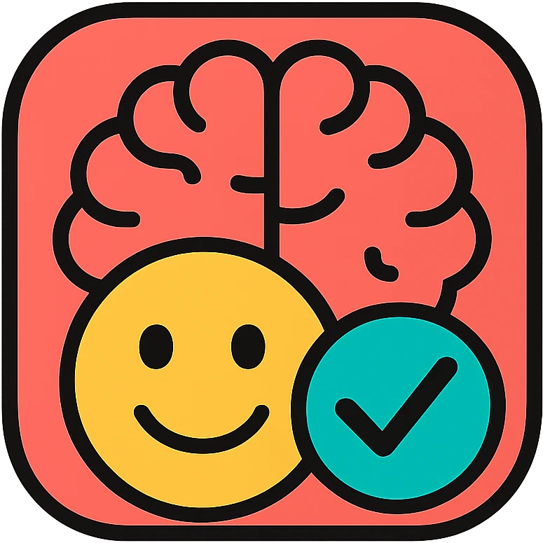 app icon for a PWA that helps users train their mind to find the positive in people and situations, vibrant color scheme emoji