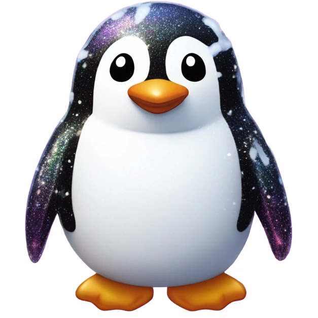 Lisa frank glitter penguin with snow flake emoji