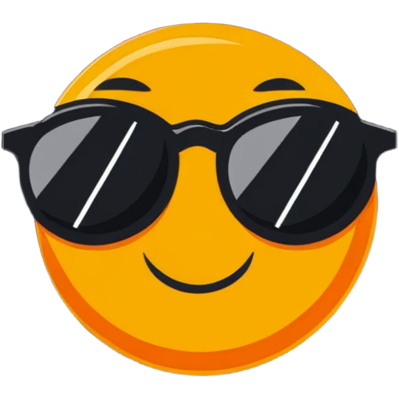bright orange sun with cool black sunglasses and a cute happy face emoji