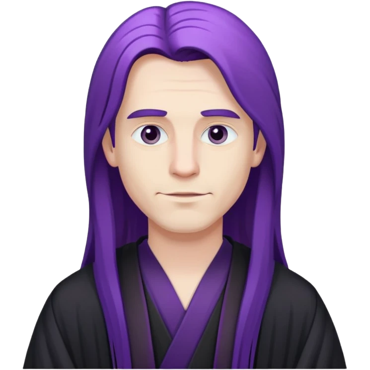 Purple long straight hair white man with black robe  emoji