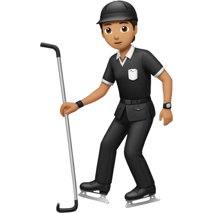 Blind referee skating with a blind person’s cane emoji