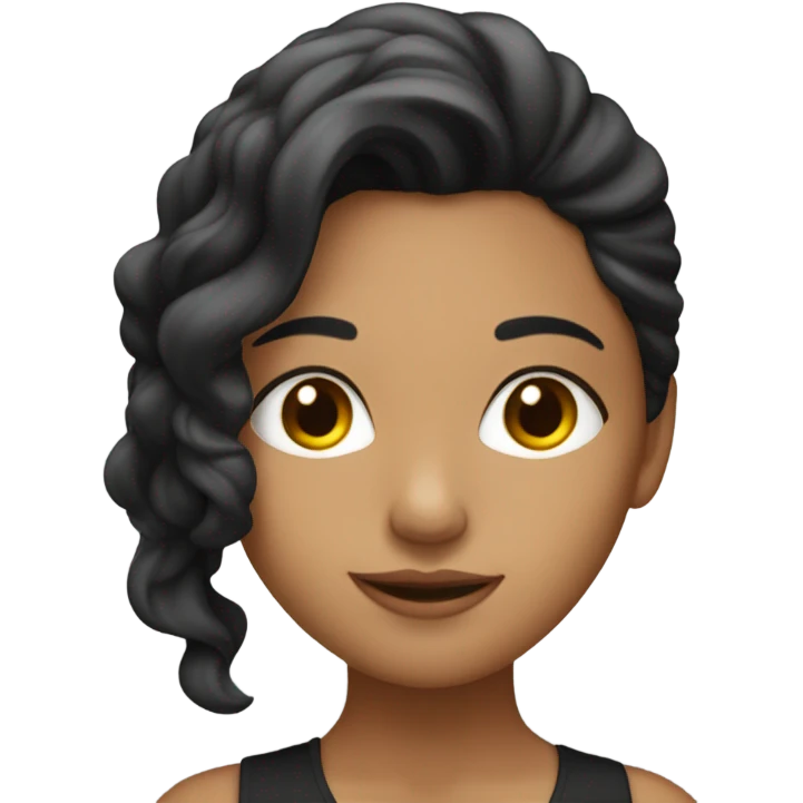 Una chica blanca con pelo largo y negro  emoji