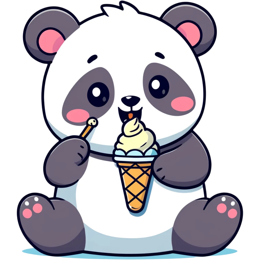 Panda eating ice cream emoji