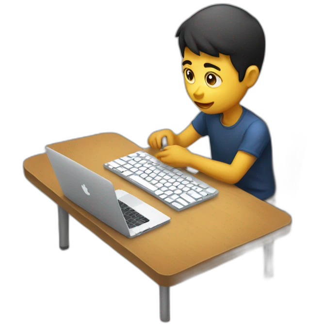 Student playing game on macbook and gamepad emoji