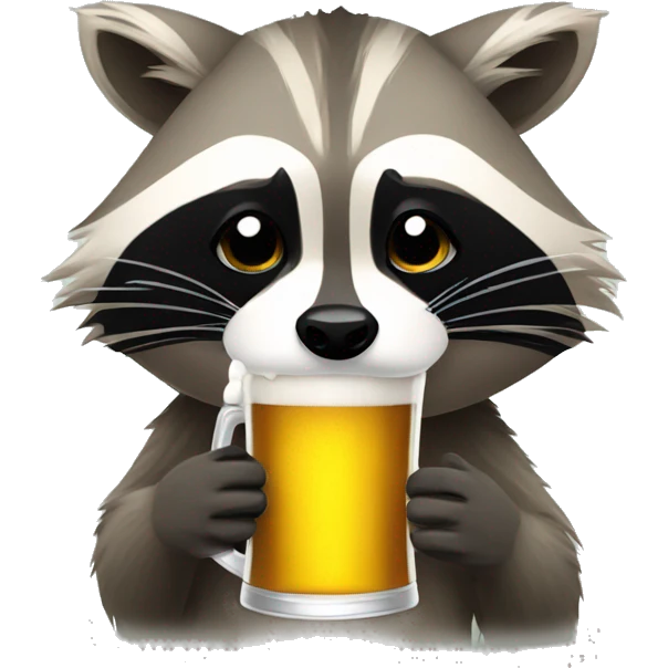 raccoon drinking beer at 3pm emoji