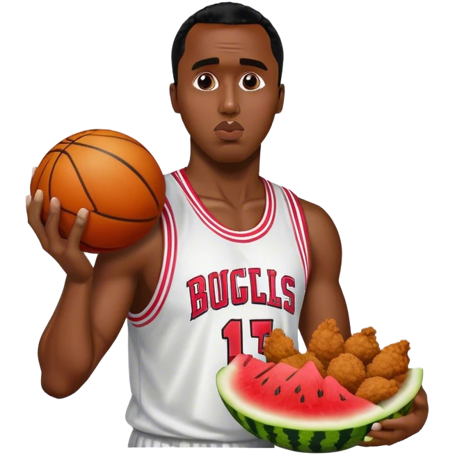 sean diddy combs eating watermelon and chicken and playing basketball emoji