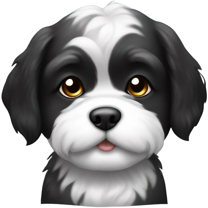 Black and white shitzu puppy emoji