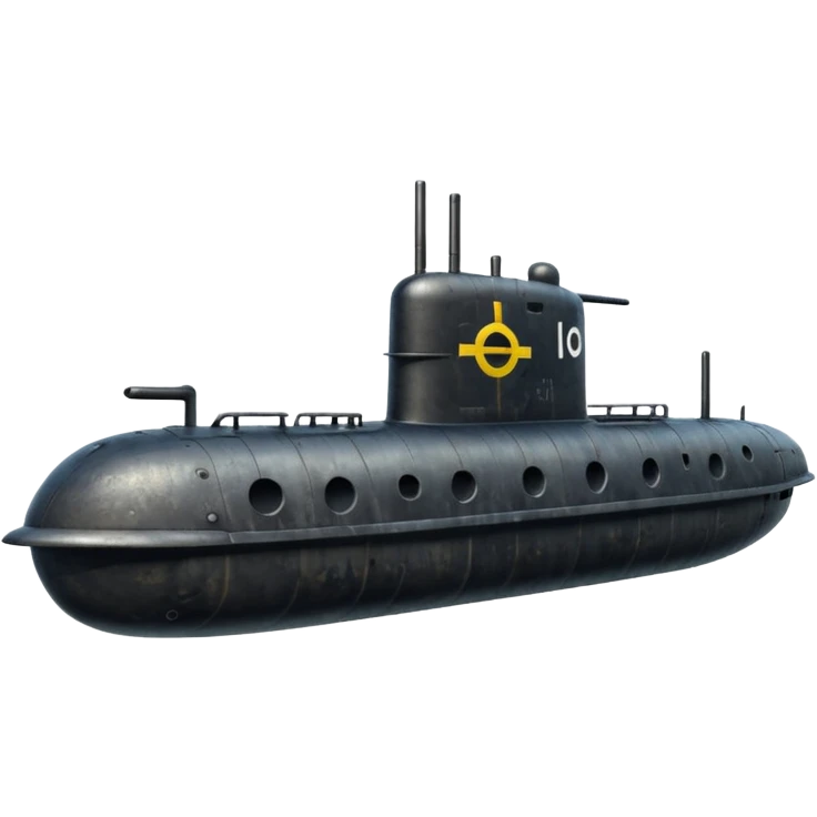A black submarine from World War 2 emoji