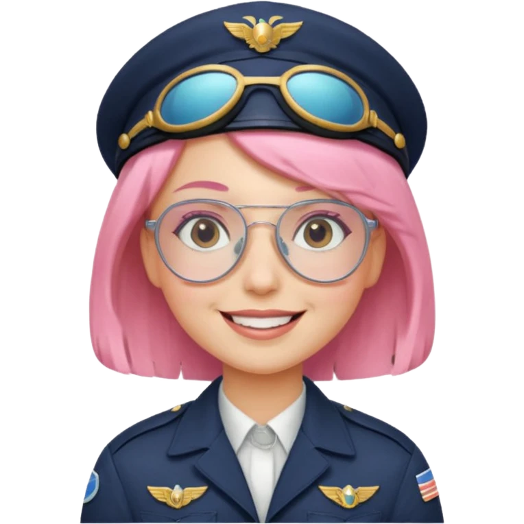 Captain Rosie – pilot with short pastel-pink bob and aviator glasses emoji