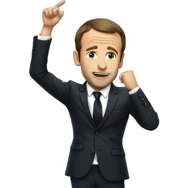 Macron doing a dab emoji