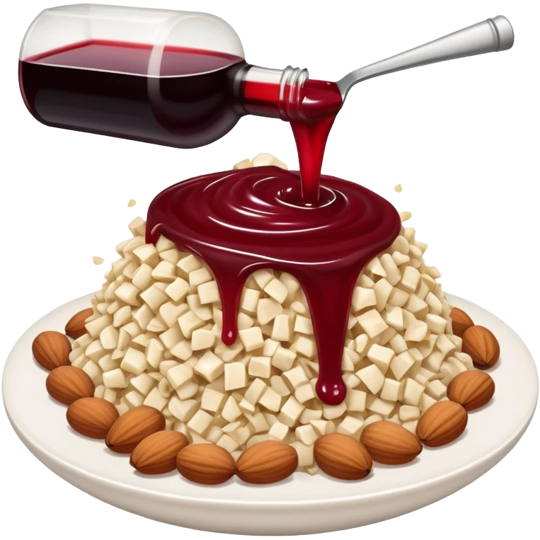 A pile of sauce made of grated apple, diced nuts and wine emoji
