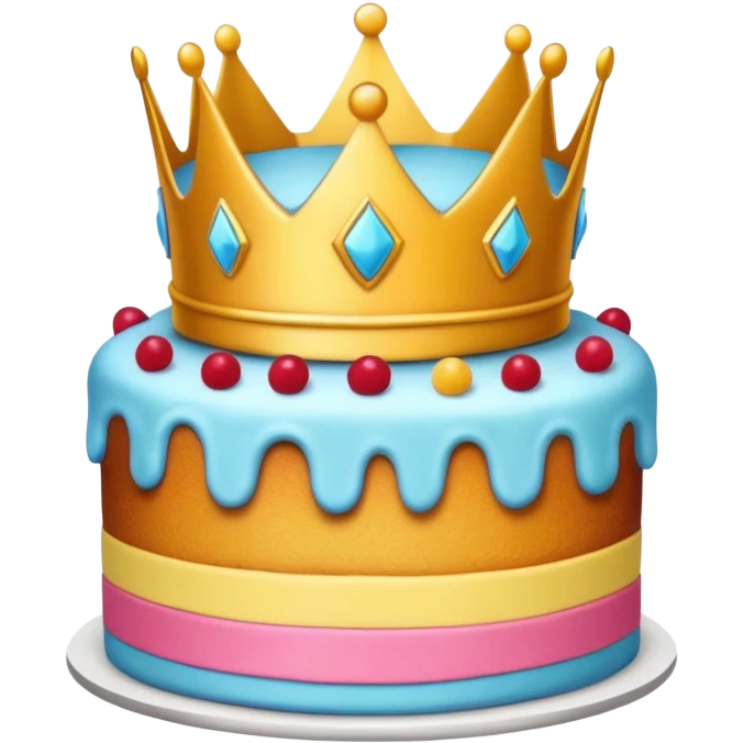 Colorful cake with Crown emoji