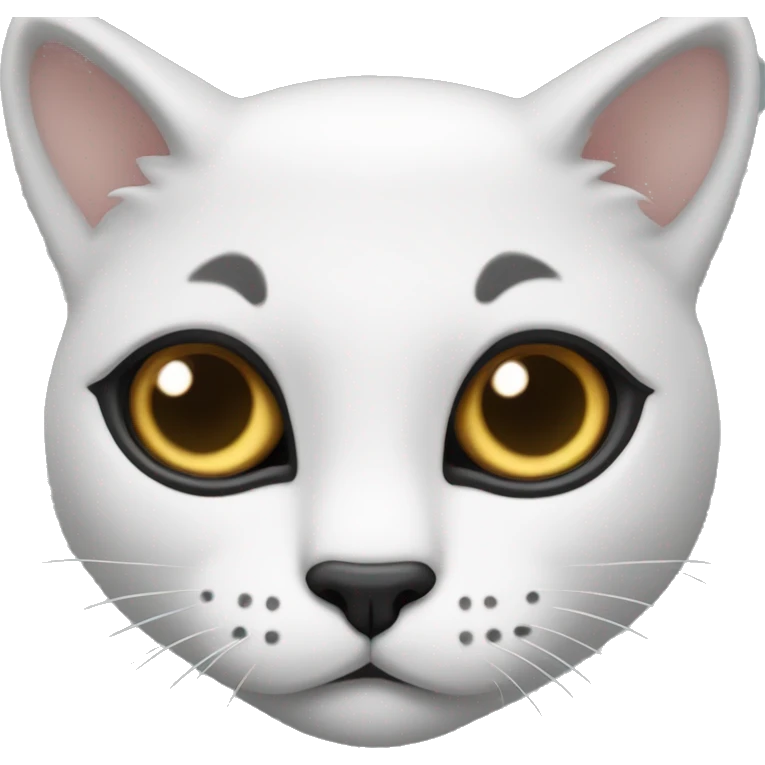 Gatto bianco con macchia nera sulla faccia emoji