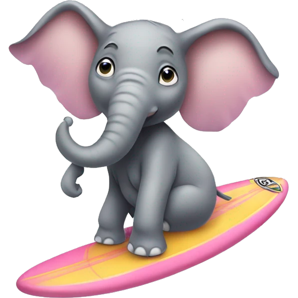 Elephant wearing a tutu riding a surfboard emoji