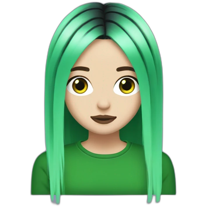 Billie Eilish black and green hair emoji