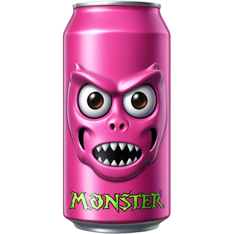 Pink monster energy drink with the logo of original monster company energy drink do not add the face in it just normal monster can  emoji