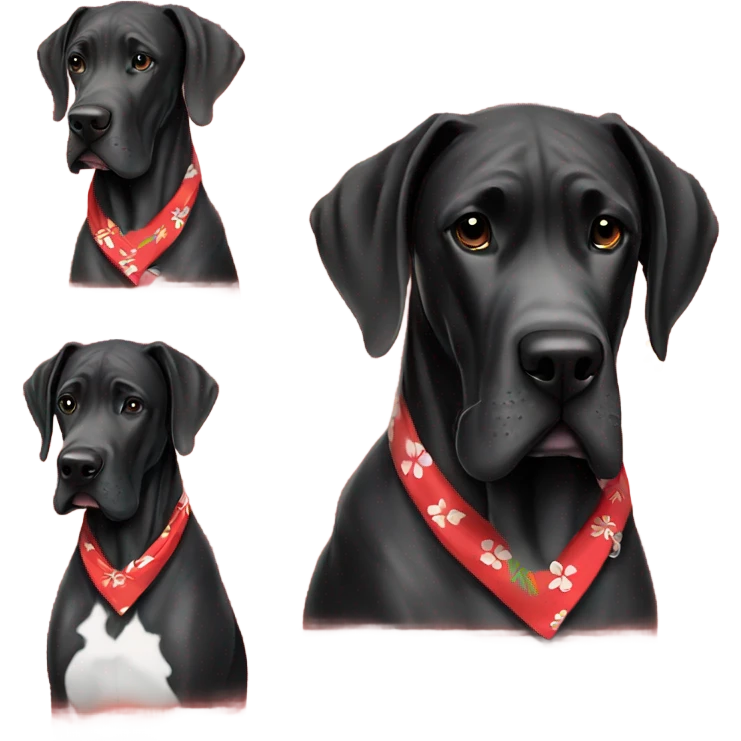 Black Great Dane with Hawaiian flower bandana red  emoji