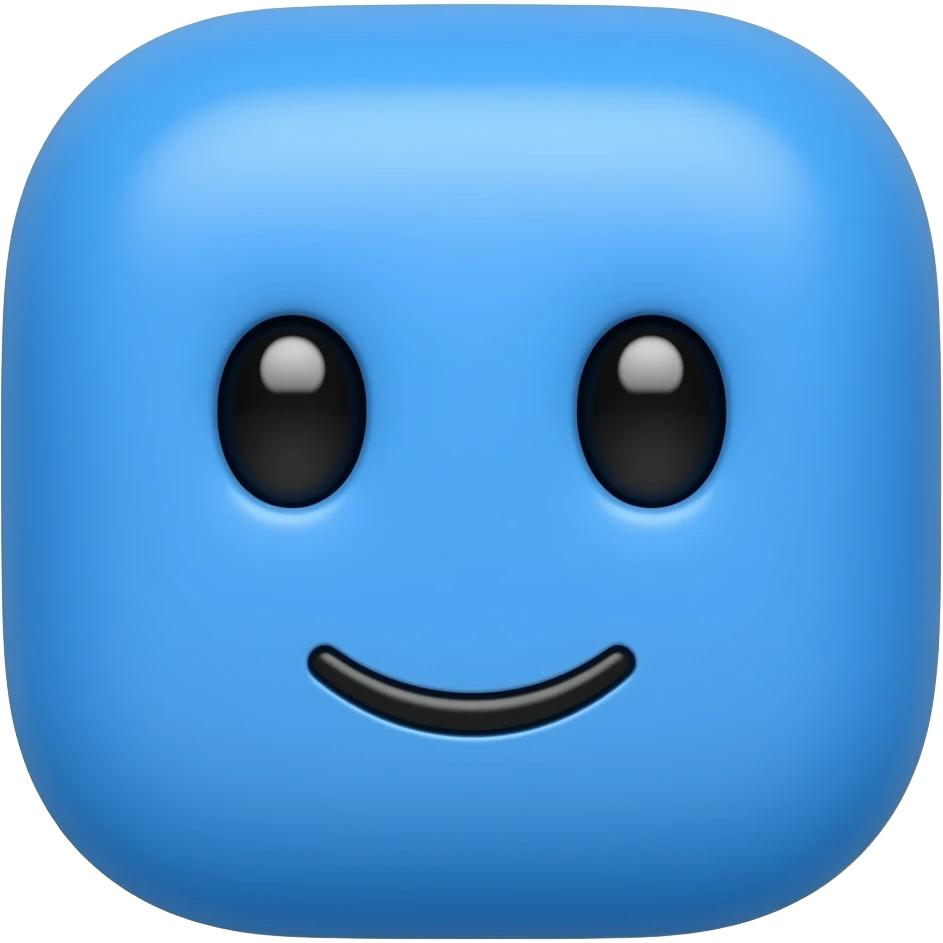 Blue square squishy toy emoji