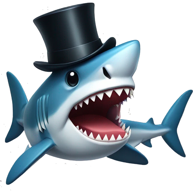 Shark with a top hat emoji
