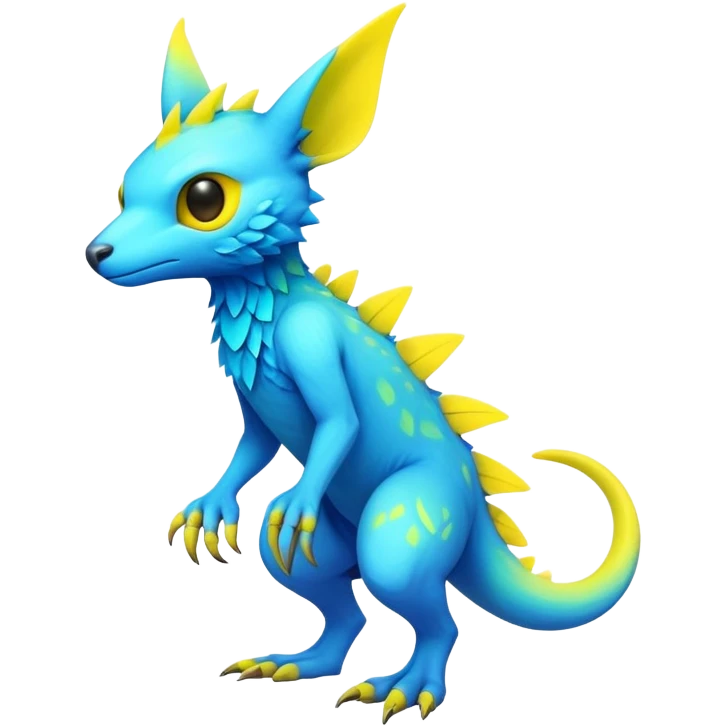 modern colorful neon-colored Fakémon-Trico-creature (full body) emoji