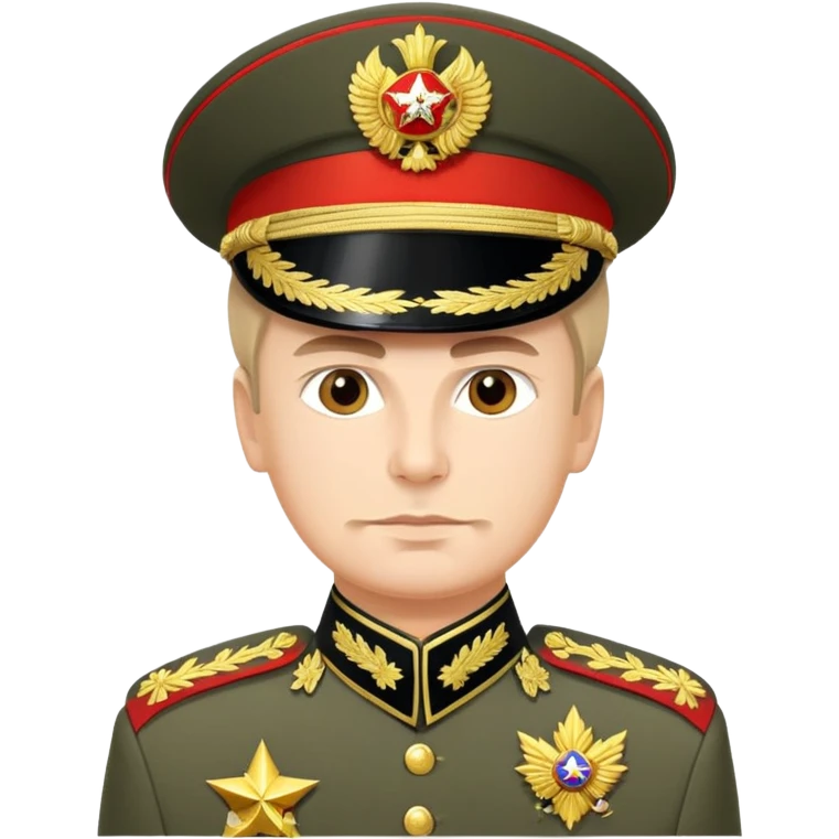 Russian military general in formal uniform with medals, epaulettes, and military hat emoji