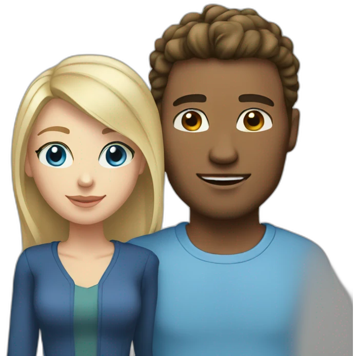 lightskinned blonde man with blue eyes and brunette woman emoji