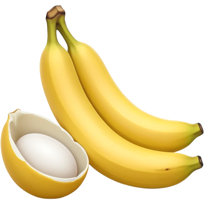 A banana standing between two eggs emoji