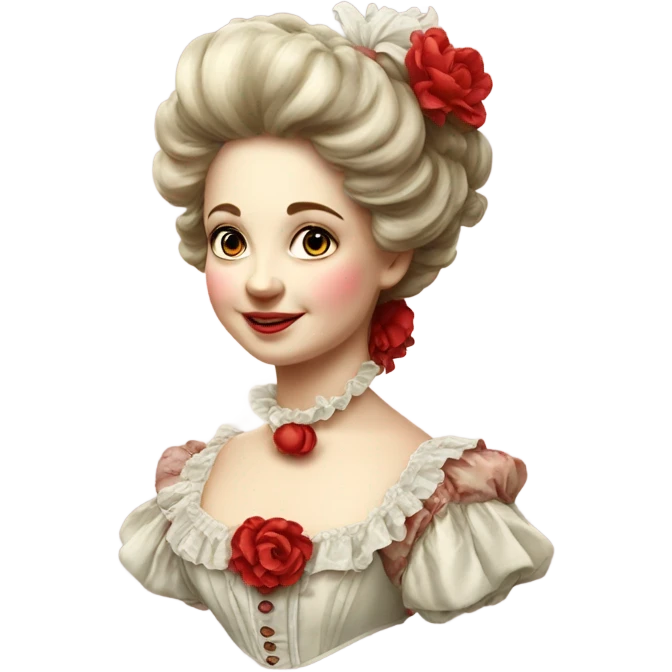 Vintage rococo girl with red hai emoji