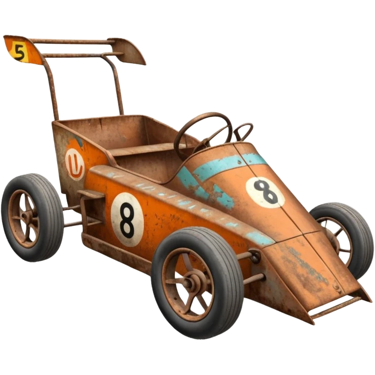 Antique looking shopping cart race car with custom aero body and rear wing  emoji
