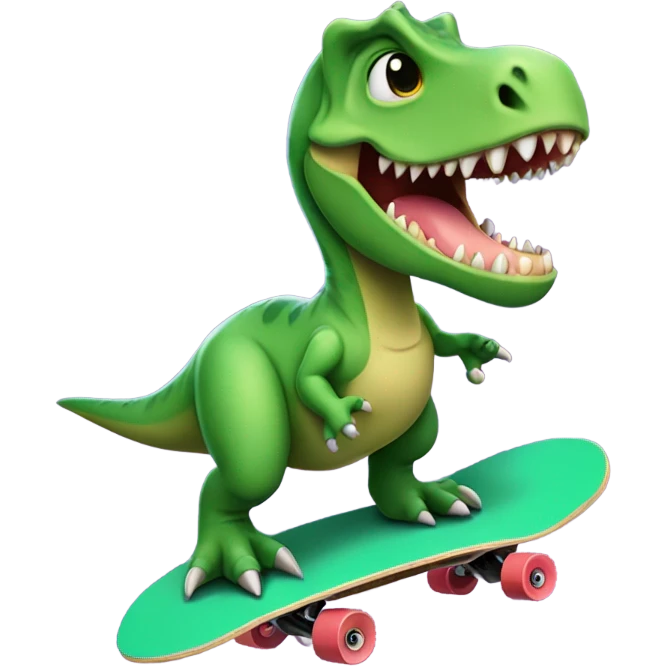 Dinosaur riding skate board emoji