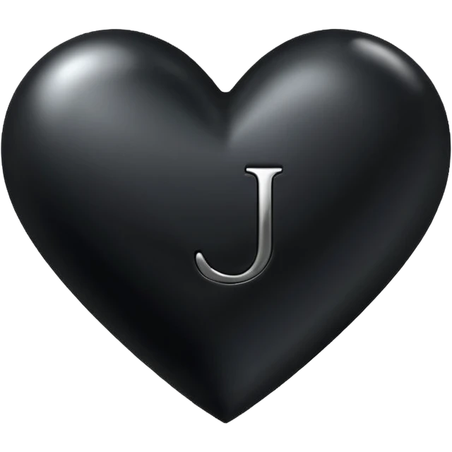 A black heart with the letter "J" in the middle in a pretty font emoji
