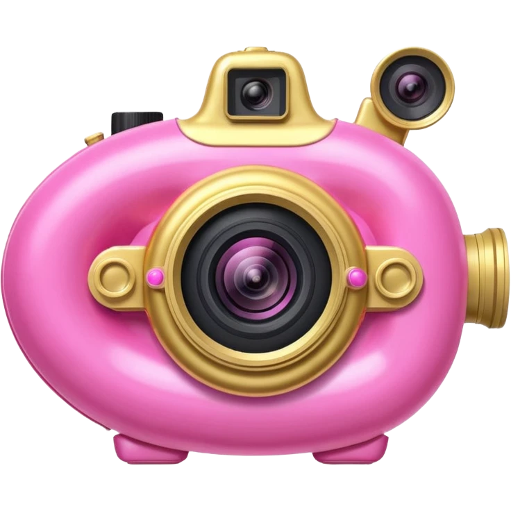 gold rococo pink inflatable puffy shell video camera emoji