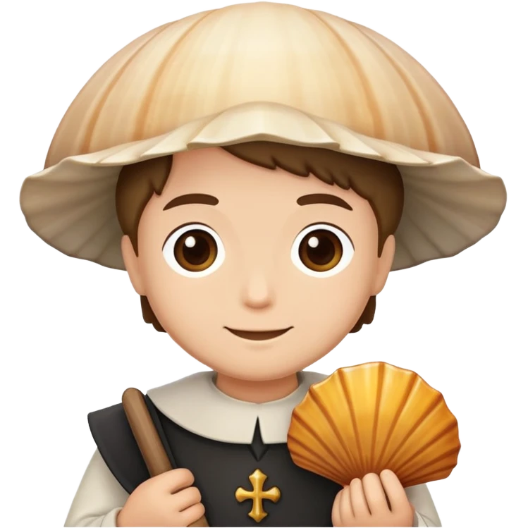 concha del Camino de Santiago con una peregrina emoji