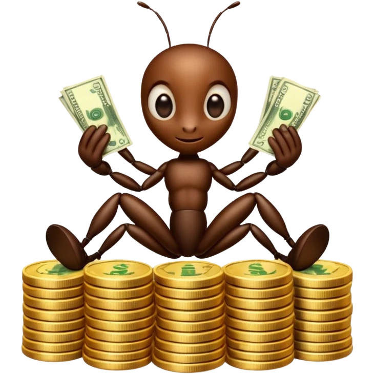 Ant with stacks of money  emoji
