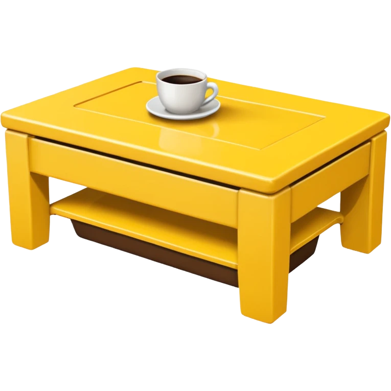yellow coffe table, coffee on top
 emoji