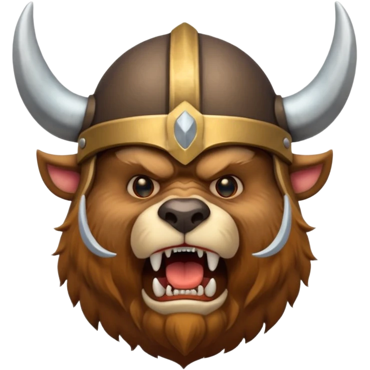 Viking Bear wearing horned helmet growling emoji