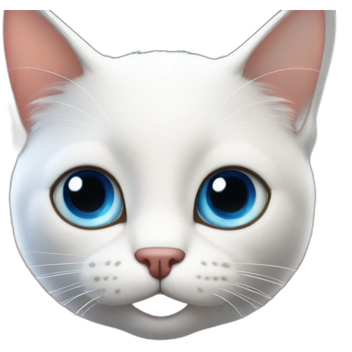 Gato blanco con ojos azules estilo pixar subido en un coche rojo emoji