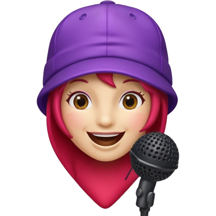  strawberry wearing purple cap, with mic emoji