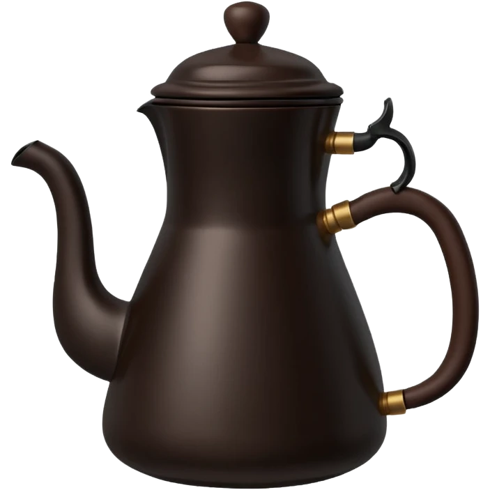 It’s got that round, bulbous base at the bottom, a curved handle on one side, and a slender neck that flares out a bit at the top. It’s all black, really smooth, and has that traditional Ethiopian coffee pot vibe emoji