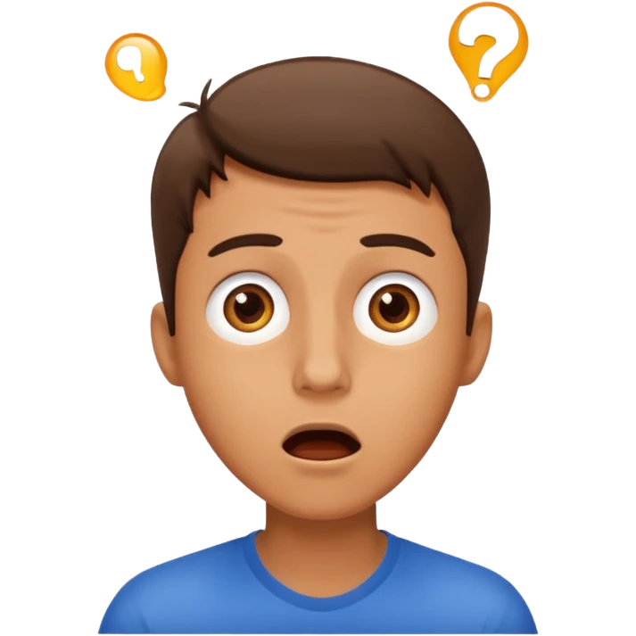guy emoji but have his eyes looking up like there's something on his head  emoji