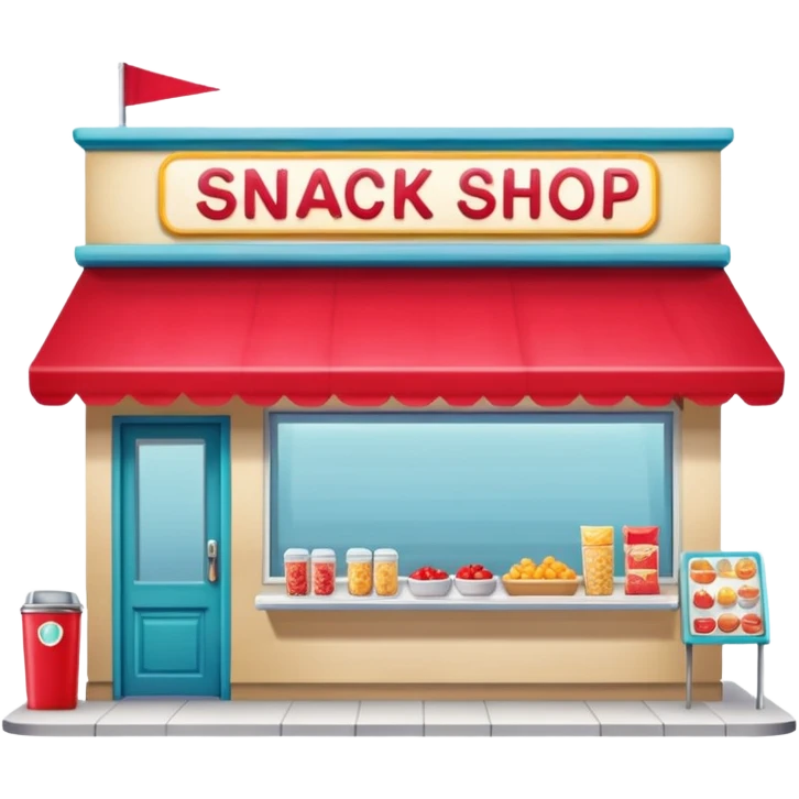 small snack shop, front facing emoji