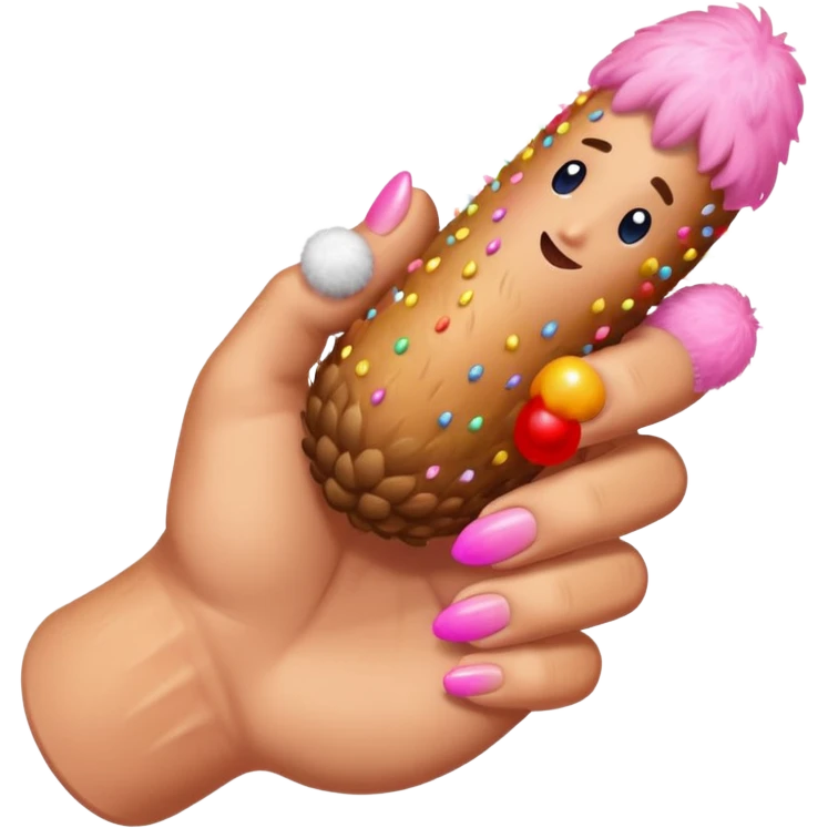hand on big penis with pink tip and hair balls emoji