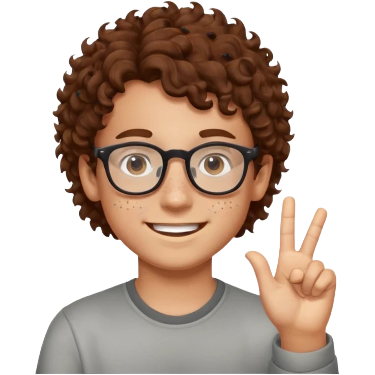 băiat cu ochelari și păr cârlionțat șaten aprobând emoji