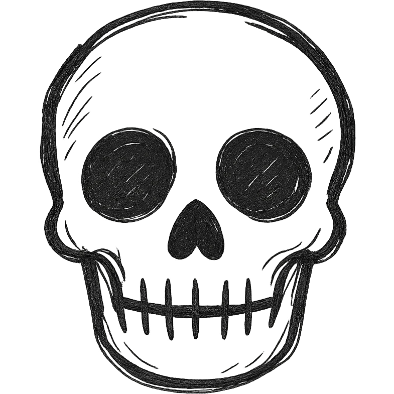 skull hand drawn black outline icon emoji